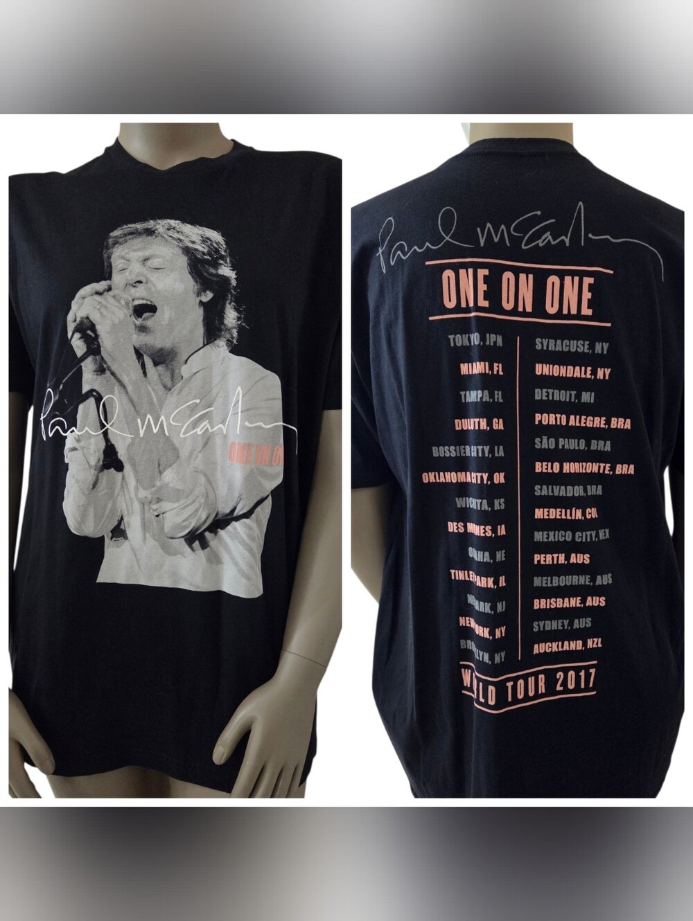 PAUL MCCARTNEY Double-Sided One on One 2017 Concert Tour T-Shirt XL Black NEW